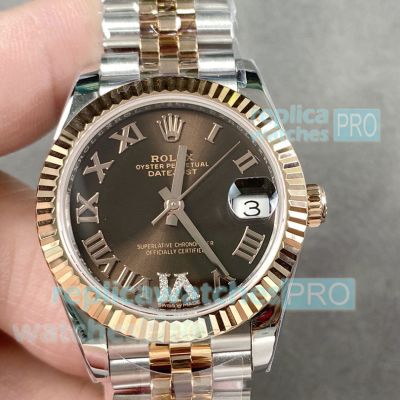 Swiss Copy Rolex Datejust 31mm Half Rose Gold Jubilee Chocolate Dial Watch 